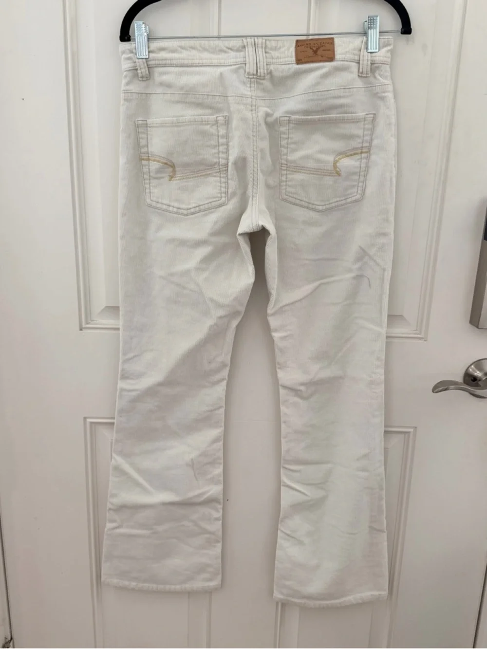American Eagle Y2K Pants 4 | Low Rise Cream Corduroy Flare